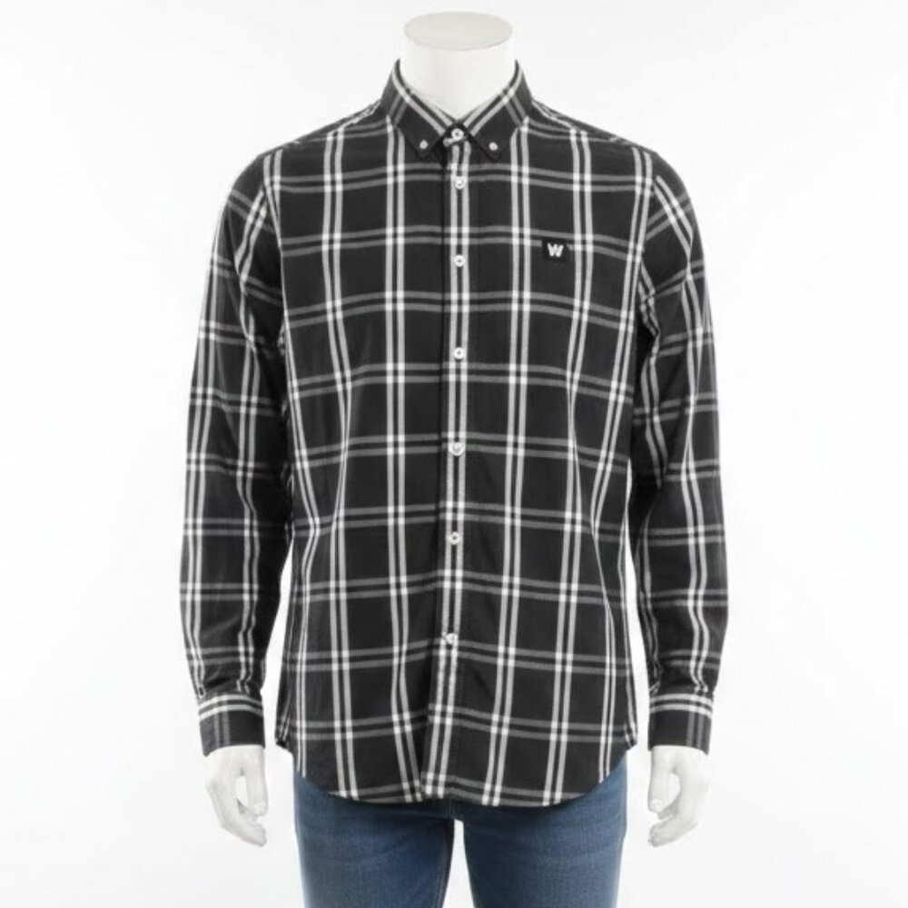 Wood Wood WWDay Plaid Long Sleeve Cotton Shirt